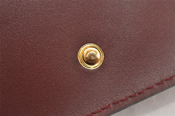 Authentic Cartier Must de Cartier Clutch Bag Purse Leather Bordeaux Red 3905J