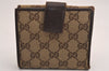 Authentic GUCCI Vintage Bifold Wallet Purse GG Canvas Leather 112664 Brown 3906J