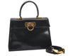 Authentic Salvatore Ferragamo Gancini Leather 2Way Shoulder Hand Bag Black 3907K