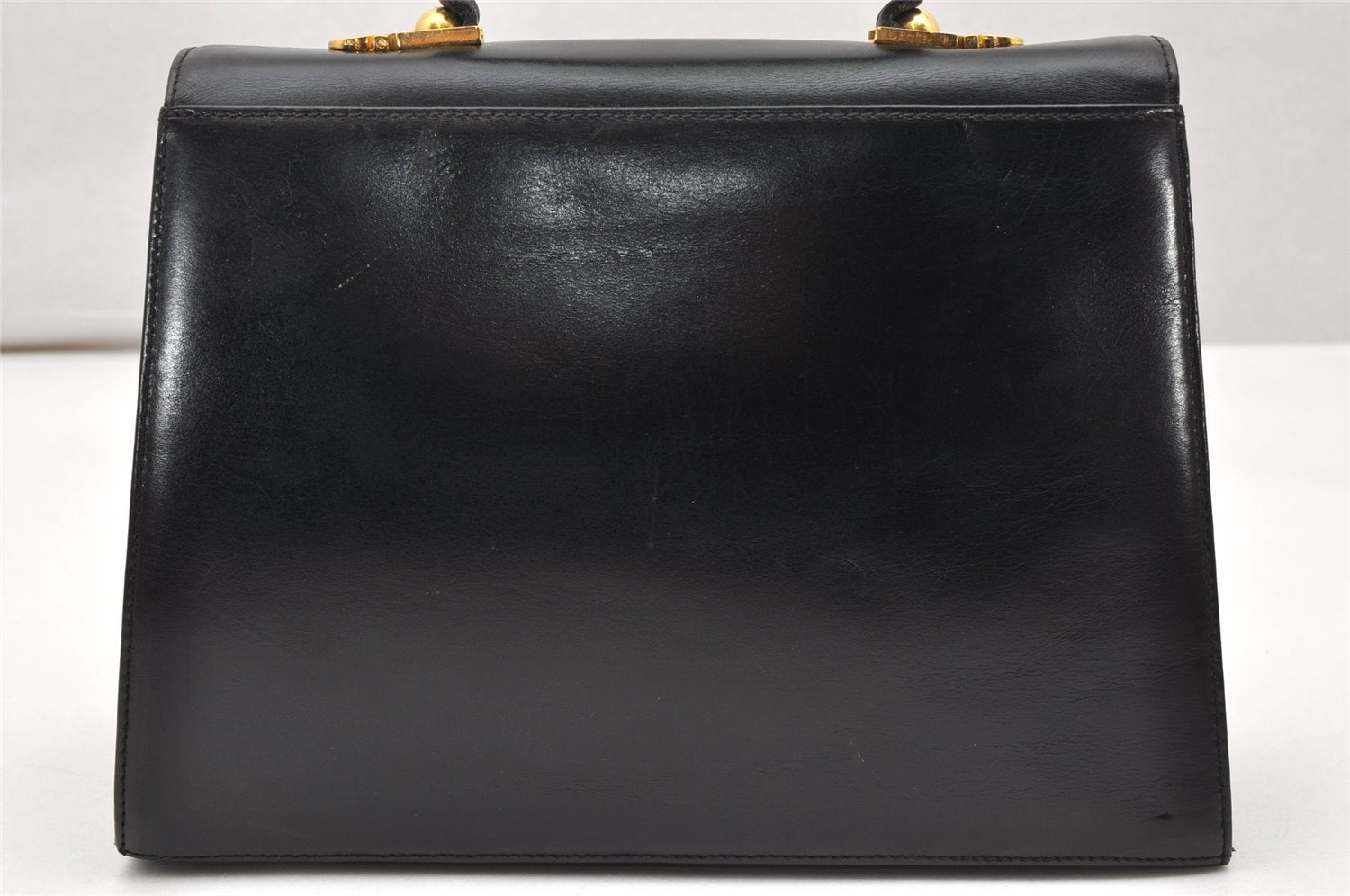 Authentic Salvatore Ferragamo Gancini Leather 2Way Shoulder Hand Bag Black 3907K