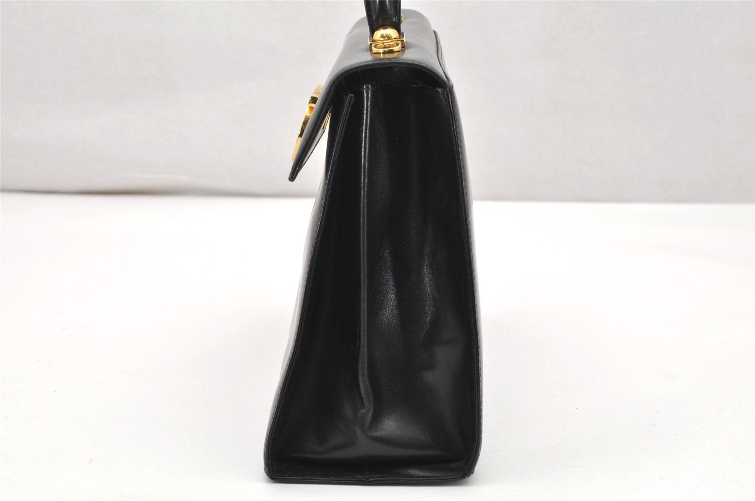 Authentic Salvatore Ferragamo Gancini Leather 2Way Shoulder Hand Bag Black 3907K