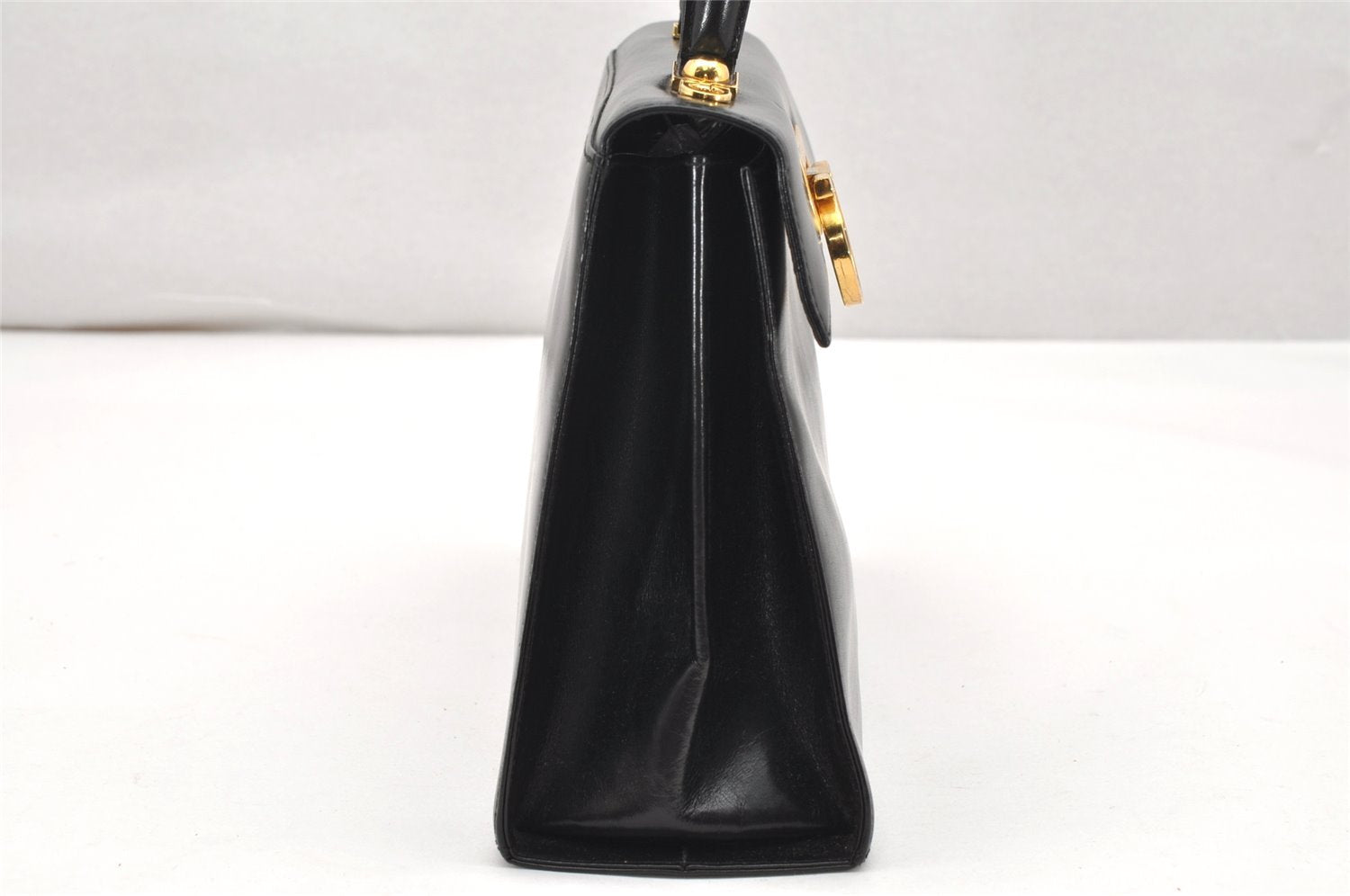 Authentic Salvatore Ferragamo Gancini Leather 2Way Shoulder Hand Bag Black 3907K