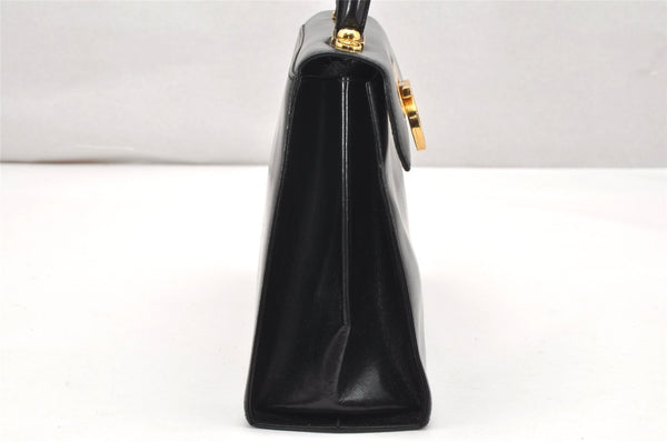 Authentic Salvatore Ferragamo Gancini Leather 2Way Shoulder Hand Bag Black 3907K