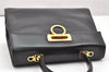 Authentic Salvatore Ferragamo Gancini Leather 2Way Shoulder Hand Bag Black 3907K
