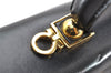 Authentic Salvatore Ferragamo Gancini Leather 2Way Shoulder Hand Bag Black 3907K