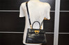 Authentic Salvatore Ferragamo Gancini Leather 2Way Shoulder Hand Bag Black 3907K