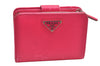 Authentic PRADA Vintage Saffiano Triangle Leather Bifold Wallet Purse Pink 3908J