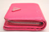 Authentic PRADA Vintage Saffiano Triangle Leather Bifold Wallet Purse Pink 3908J