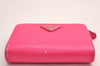 Authentic PRADA Vintage Saffiano Triangle Leather Bifold Wallet Purse Pink 3908J