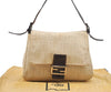 Authentic FENDI Zucca Mamma Baguette Shoulder Bag Canvas Leather Beige 3908K