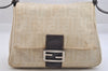 Authentic FENDI Zucca Mamma Baguette Shoulder Bag Canvas Leather Beige 3908K