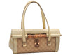 Authentic GUCCI Bamboo Hand Shoulder Bag GG Canvas Leather 111713 Beige 3909K