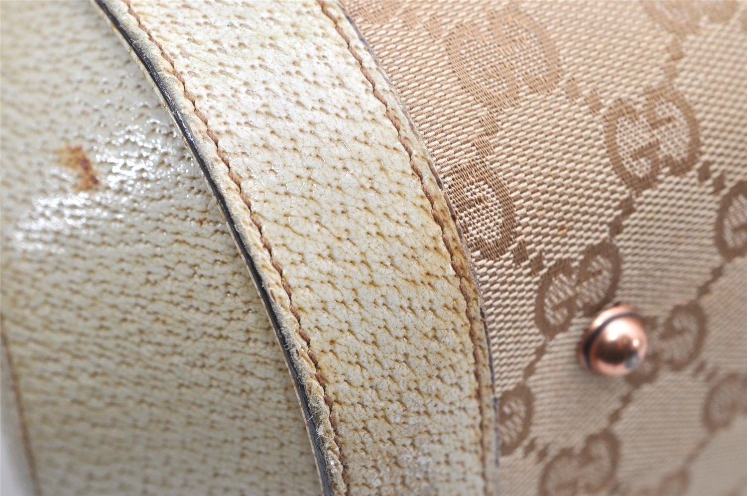 Authentic GUCCI Bamboo Hand Shoulder Bag GG Canvas Leather 111713 Beige 3909K