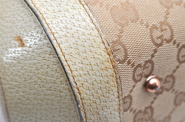 Authentic GUCCI Bamboo Hand Shoulder Bag GG Canvas Leather 111713 Beige 3909K