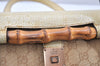 Authentic GUCCI Bamboo Hand Shoulder Bag GG Canvas Leather 111713 Beige 3909K