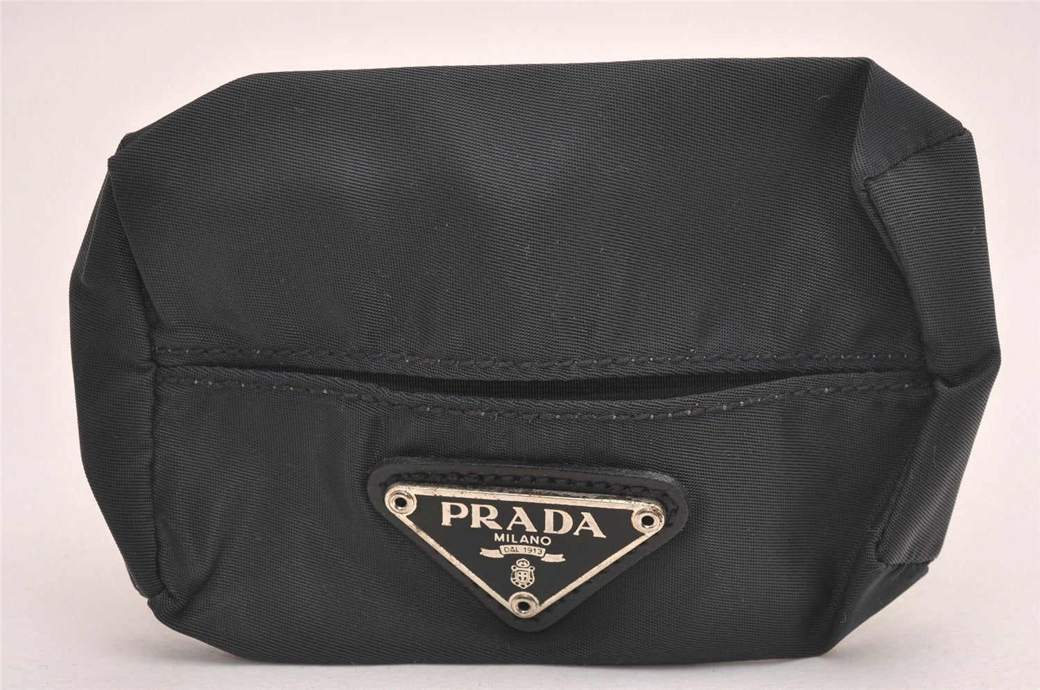 Authentic PRADA Vintage MV1 Vela Nylon Tessuto Pouch Purse Gray 3910J