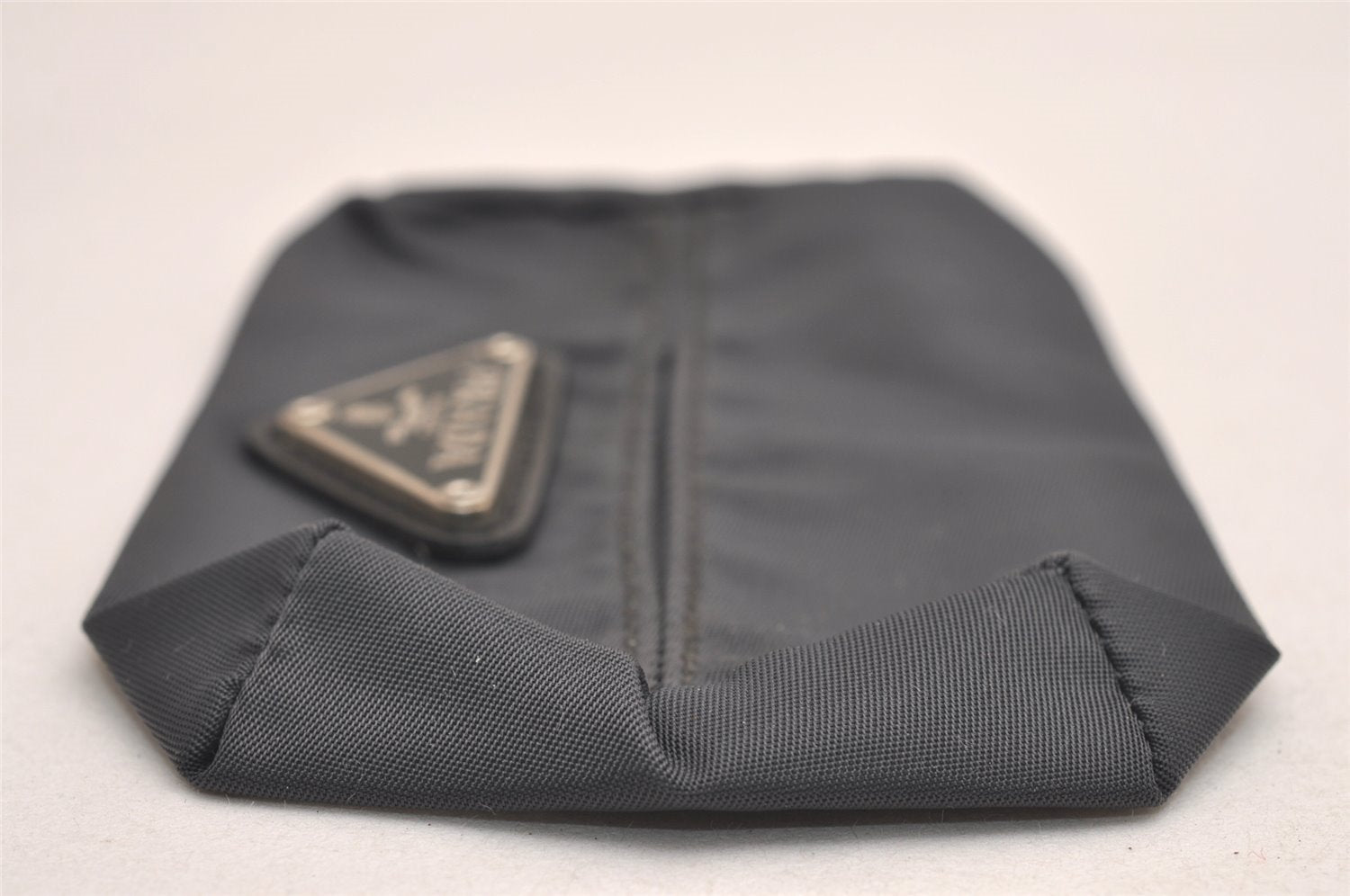 Authentic PRADA Vintage MV1 Vela Nylon Tessuto Pouch Purse Gray 3910J