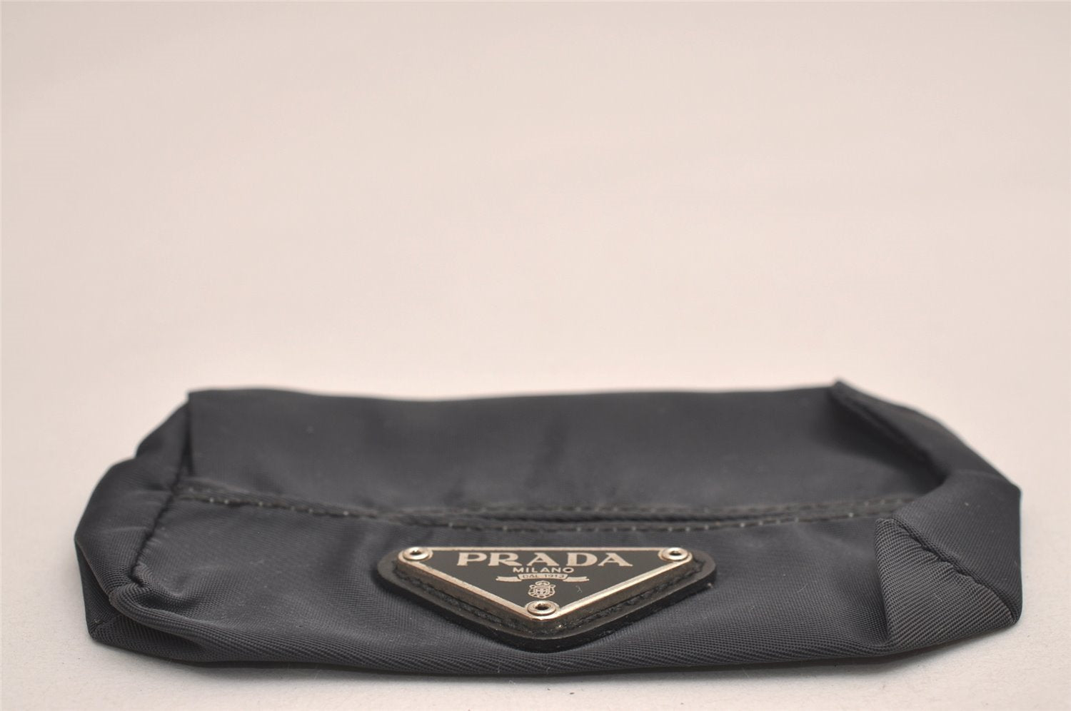 Authentic PRADA Vintage MV1 Vela Nylon Tessuto Pouch Purse Gray 3910J