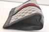 Authentic GUCCI Sherry Line Clutch Hand Bag GG PVC Leather Navy Blue Junk 3910K