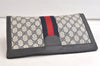 Authentic GUCCI Sherry Line Clutch Hand Bag GG PVC Leather Navy Blue Junk 3910K