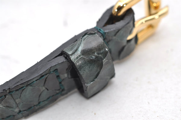 Authentic Louis Vuitton Bracelet Leather Gold Tone Green LV 3911I