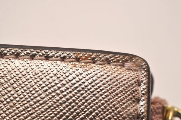 Authentic TORY BURCH Robinson Bifold Wallet Purse Leather Pink Gold 3911J