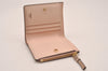 Authentic TORY BURCH Robinson Bifold Wallet Purse Leather Pink Gold 3911J