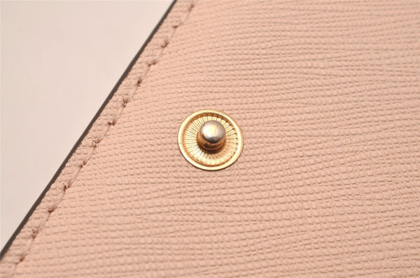Authentic TORY BURCH Robinson Bifold Wallet Purse Leather Pink Gold 3911J