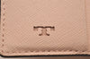 Authentic TORY BURCH Robinson Bifold Wallet Purse Leather Pink Gold 3911J