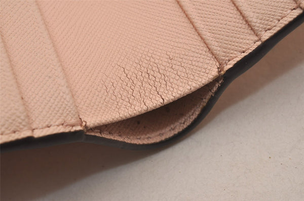 Authentic TORY BURCH Robinson Bifold Wallet Purse Leather Pink Gold 3911J