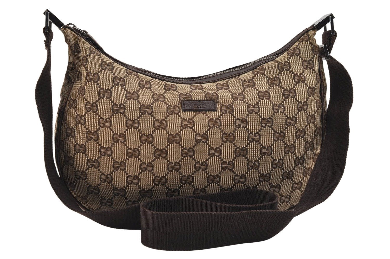 Authentic GUCCI Shoulder Cross Bag GG Canvas Leather 122790 Brown Junk 3911K