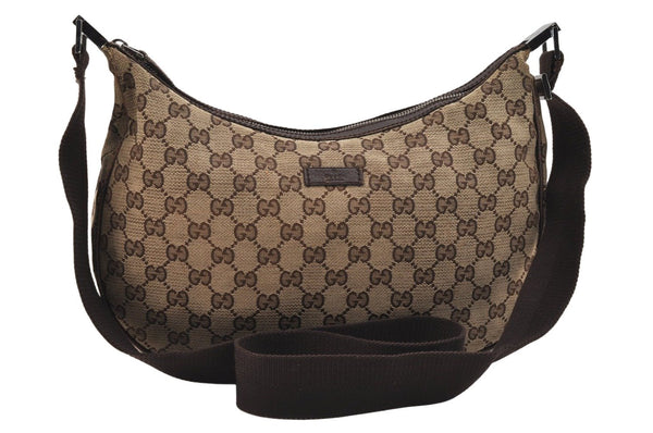 Authentic GUCCI Shoulder Cross Bag GG Canvas Leather 122790 Brown Junk 3911K