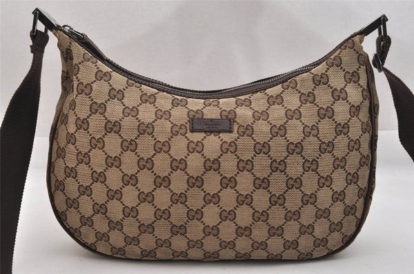 Authentic GUCCI Shoulder Cross Bag GG Canvas Leather 122790 Brown Junk 3911K