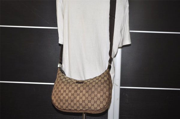 Authentic GUCCI Shoulder Cross Bag GG Canvas Leather 122790 Brown Junk 3911K
