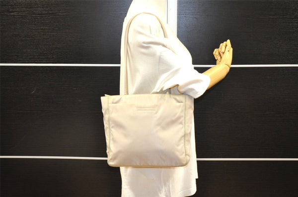 Authentic PRADA Vintage Nylon Tessuto Shoulder Tote Bag Purse White 3912I