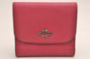 Authentic COACH Leather Trifold Bifold Wallet Pouch Purse Pink Red 4Set 3912J