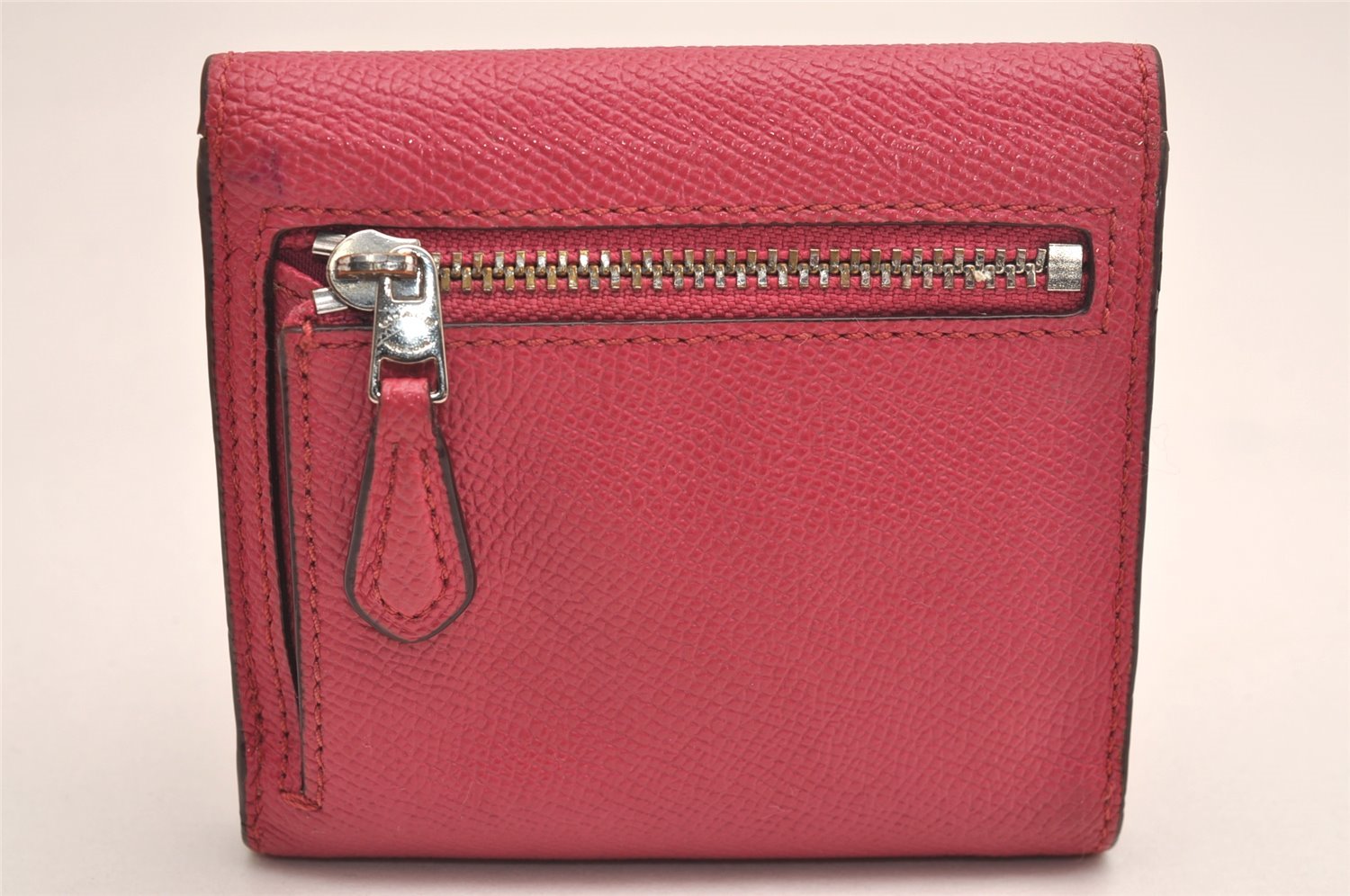 Authentic COACH Leather Trifold Bifold Wallet Pouch Purse Pink Red 4Set 3912J