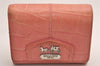 Authentic COACH Leather Trifold Bifold Wallet Pouch Purse Pink Red 4Set 3912J