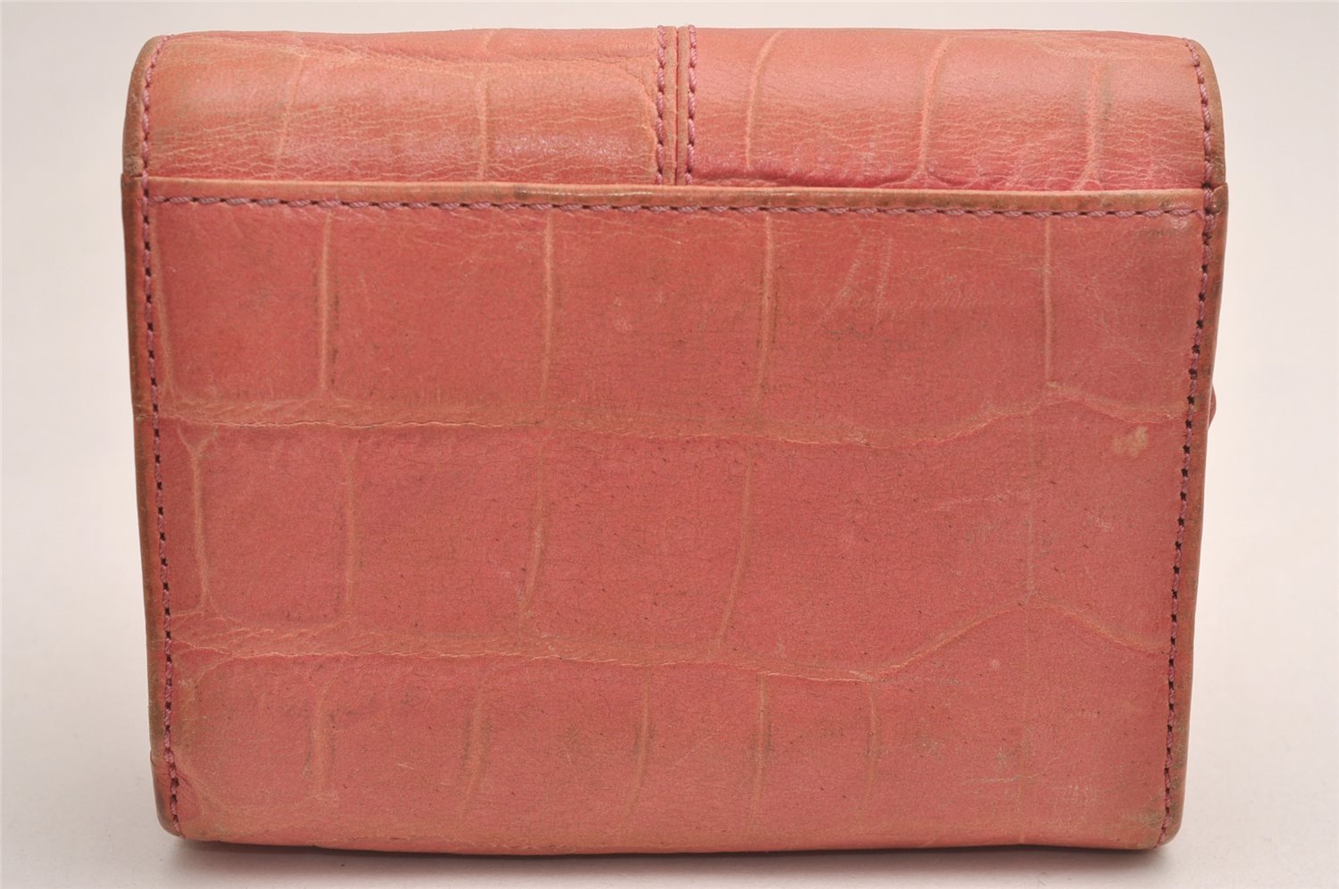 Authentic COACH Leather Trifold Bifold Wallet Pouch Purse Pink Red 4Set 3912J