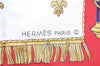 Authentic HERMES Carre 90 Scarf "VUE DU CAROSSE DE LA GALERE" Silk Red 3913K