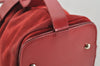 Authentic Salvatore Ferragamo Gancini Suede Leather Shoulder Hand Bag Red 3914I