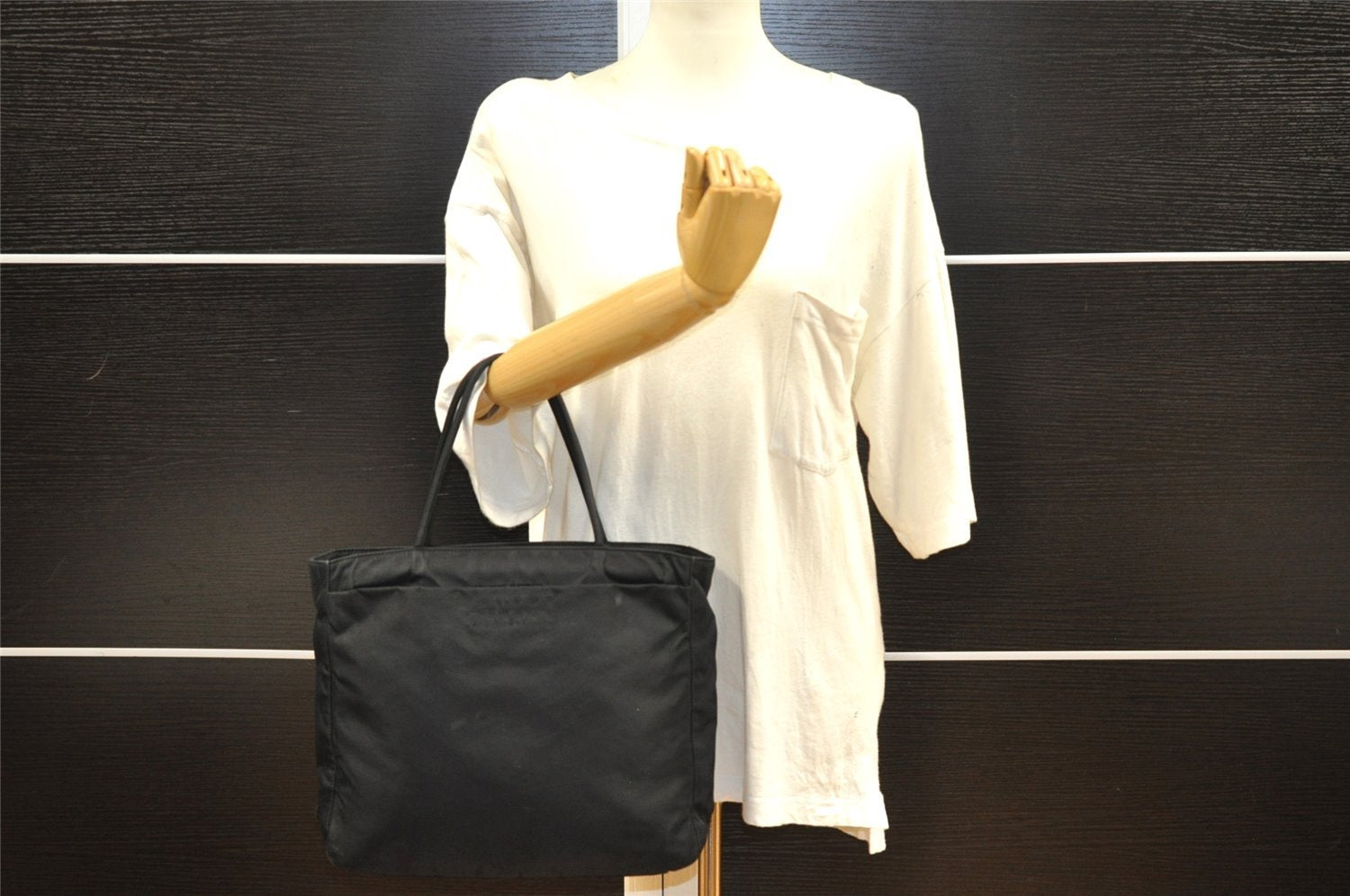 Authentic PRADA Vintage Nylon Tessuto Shoulder Hand Tote Bag Black 3916I