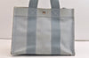 Authentic HERMES Vintage Coquillage PM Hand Tote Bag Canvas Light Blue 3916K