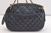 Authentic CHANEL Calf Skin Matelasse Chain Shoulder Cross Bag Navy CC Junk 3917J