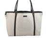 Authentic GUCCI Vintage Shoulder Tote Bag GG PVC Leather 197953 White 3917K