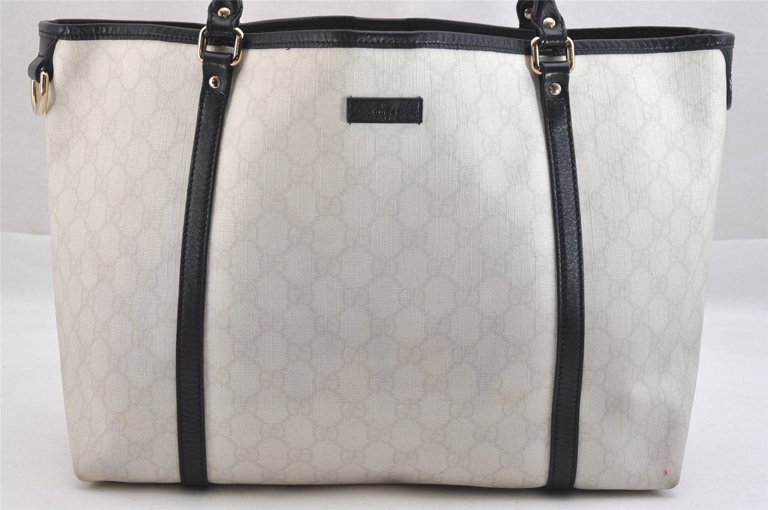Authentic GUCCI Vintage Shoulder Tote Bag GG PVC Leather 197953 White 3917K