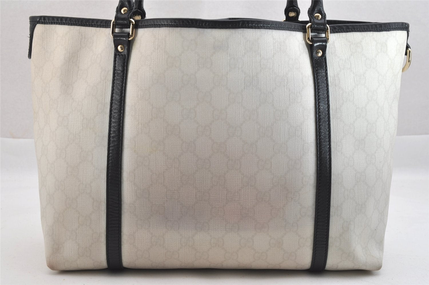 Authentic GUCCI Vintage Shoulder Tote Bag GG PVC Leather 197953 White 3917K
