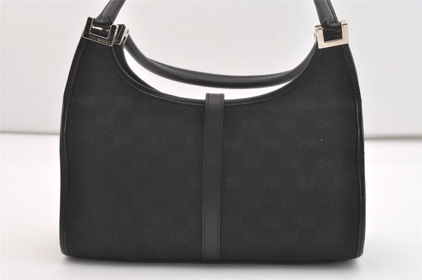 Authentic GUCCI Jackie Hand Tote Bag Purse GG Canvas Leather 0011068 Black 3920J