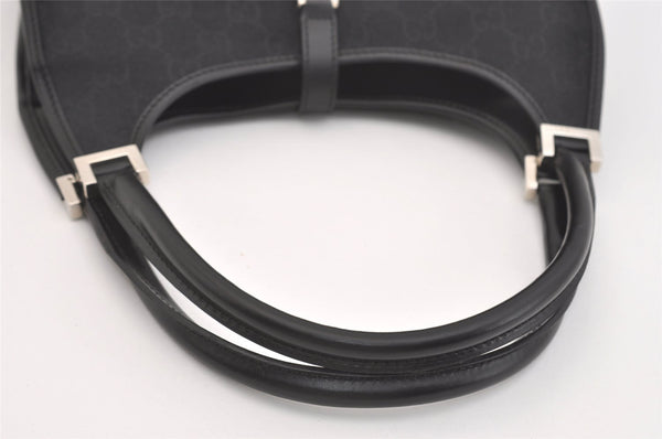 Authentic GUCCI Jackie Hand Tote Bag Purse GG Canvas Leather 0011068 Black 3920J