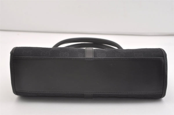 Authentic GUCCI Jackie Hand Tote Bag Purse GG Canvas Leather 0011068 Black 3920J